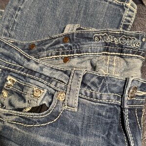 Miss Me Dark Blue Denim Jeans with Embellished Pockets